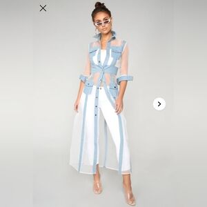 Fashion Nova Light Blue Duster Jacket